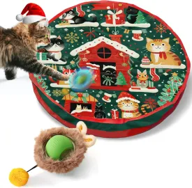 Interactive Christmas Cat Toy  Rechargeable Motion-Activated Rolling Ball in Plush Pouch with LED Light Mouse, Perfect Indoor Hunting and Exercise Toy for High-Energy and Bored Cats