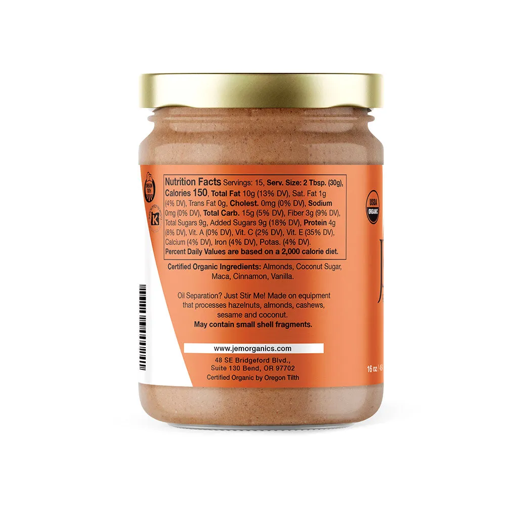 JEM Organics Cinnamon Maca Almond Butter - Large 6 pack