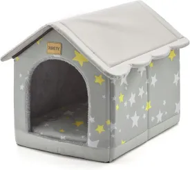 Jiupety Cozy Pet Bed House, Indoor/Outdoor Pet House, L Size for Cat and Medium Dog, Warm Cave Sleeping Nest Bed for Cats and Dogs, Gray