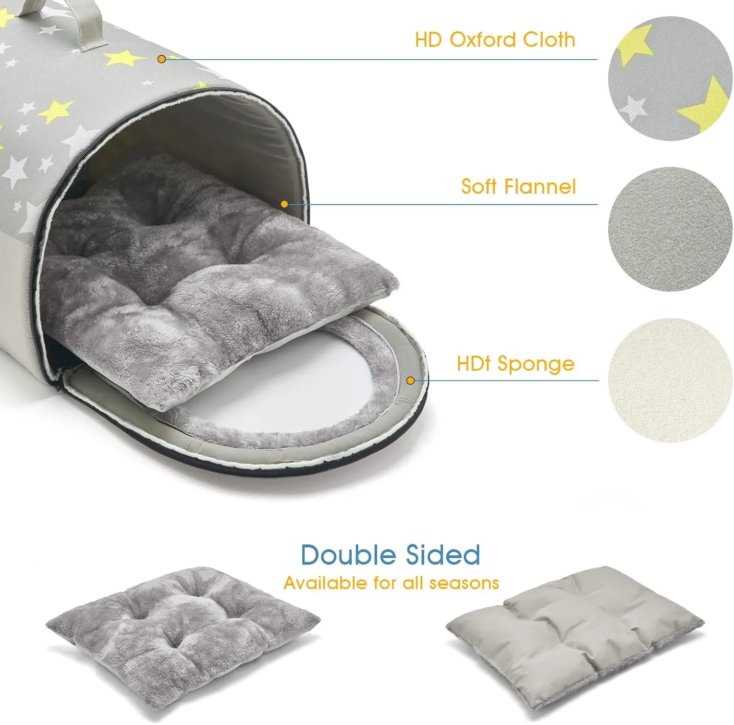 Jiupety Indoor Dog House, 2 in 1 Portable Foldable House Bed with Cover, Pet Tent & Cave Bed for Cats and Small Dogs, M(18"14"13"), Up to 11 Lb, Grey