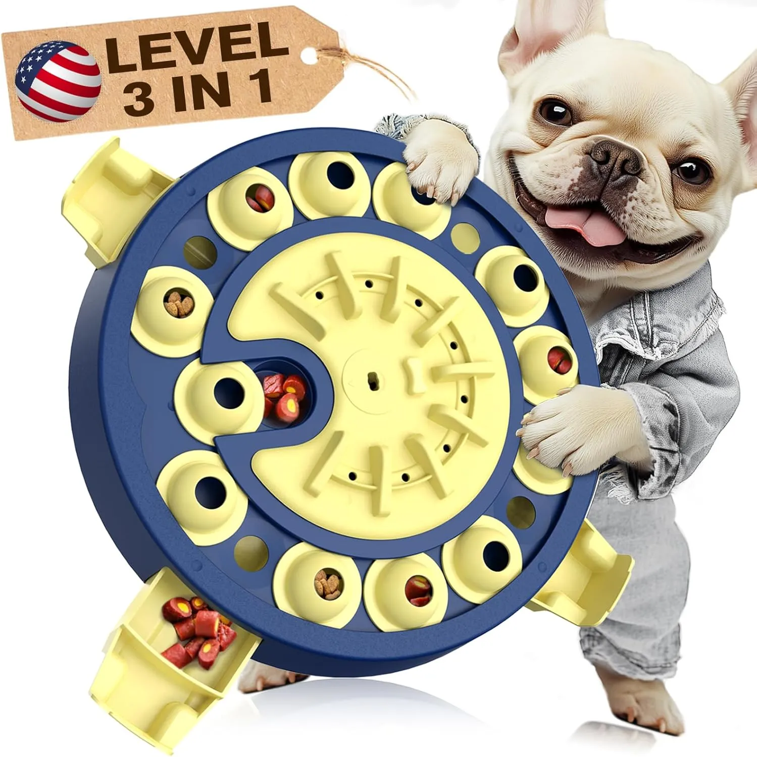 KADTC Dog Puzzle Toys Advanced Brain Mental Stimulation Interactive Treat Puzzles Mind Boredom Games Level 3 in 1 for Small/Medium/Large Smart Dogs Puppy Mentally Stimulating Cognitive Enrichment Toy
