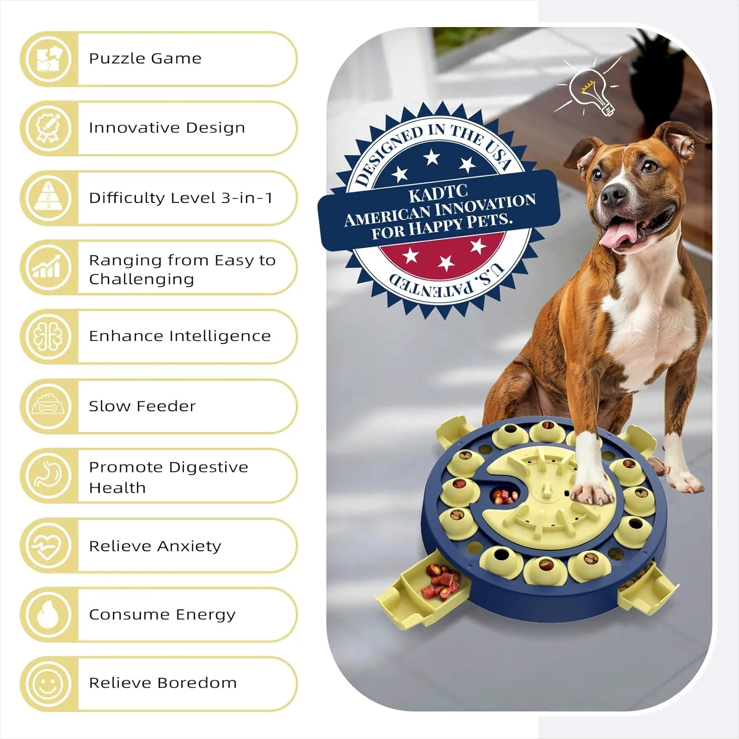 KADTC Dog Puzzle Toys Advanced Brain Mental Stimulation Interactive Treat Puzzles Mind Boredom Games Level 3 in 1 for Small/Medium/Large Smart Dogs Puppy Mentally Stimulating Cognitive Enrichment Toy