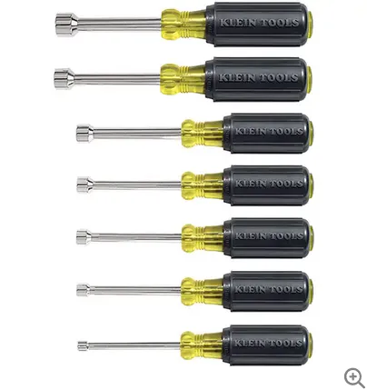 KLEIN 7PC NUT DRVR SET SAE 3" 631M