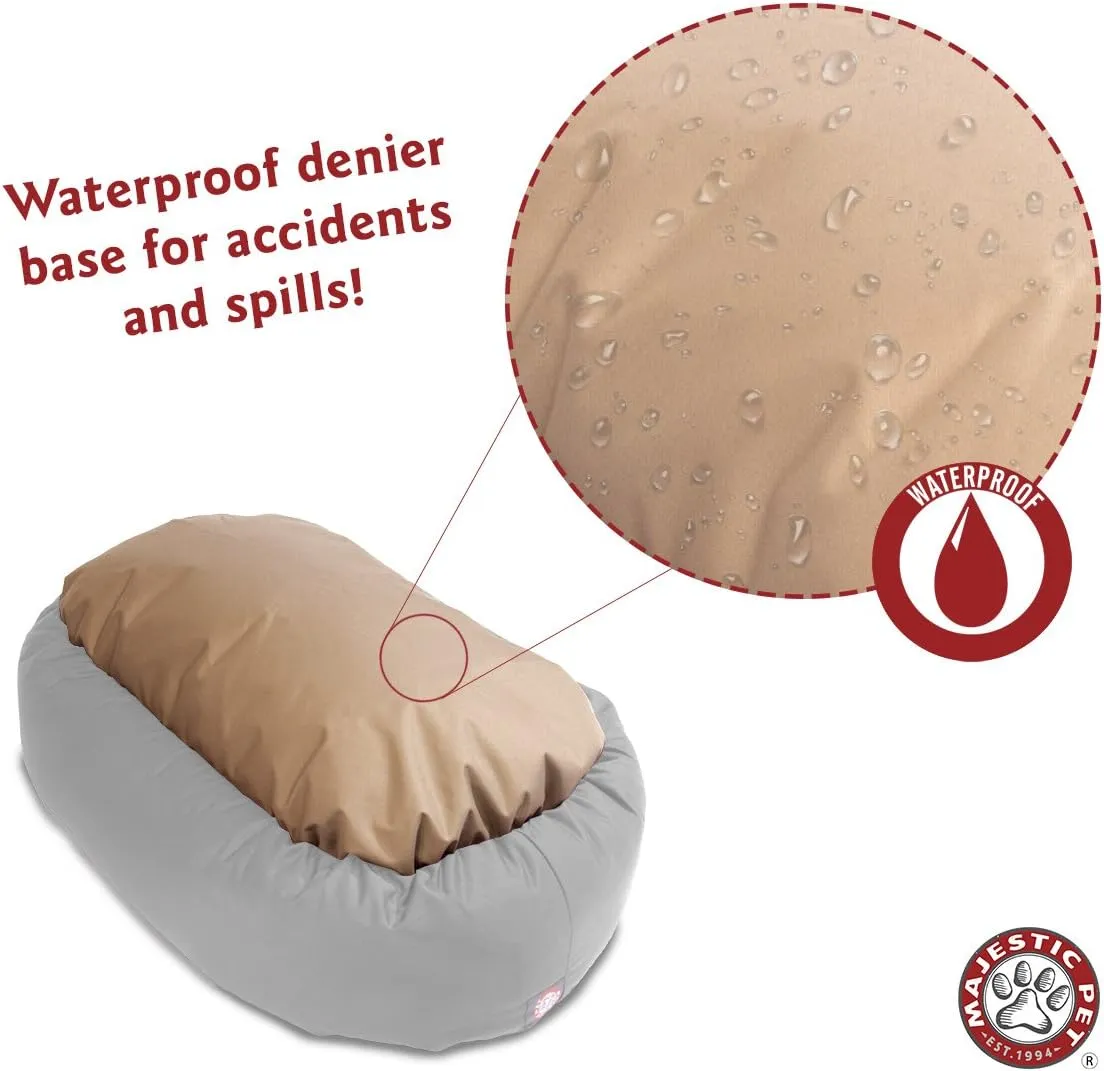 Majestic Pet 52 Inch Suede Calming Dog Bed Washable  Cozy Soft Round Dog Bed with Spine Support for Dogs to Rest their Head - Fluffy Donut Dog Bed 52x35x11 (Inch) - Round Pet Bed X- Large  Stone
