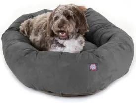 Majestic Pet 52 Inch Suede Calming Dog Bed Washable  Cozy Soft Round Dog Bed with Spine Support for Dogs to Rest their Head - Fluffy Donut Dog Bed 52x35x11 (Inch) - Round Pet Bed X- Large  Stone