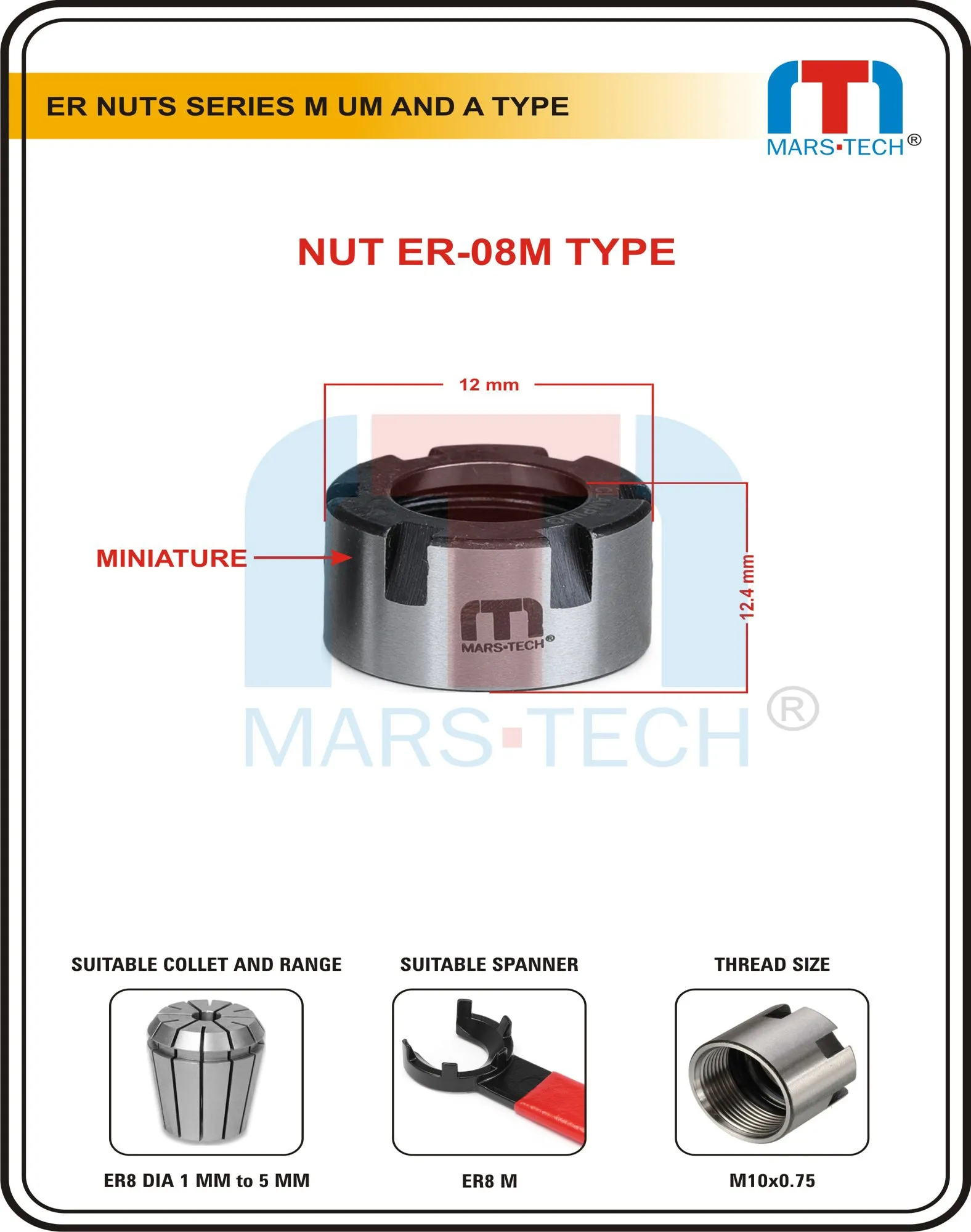 MARS-TECH ER8 NUT ER8 M/A pack of 1
