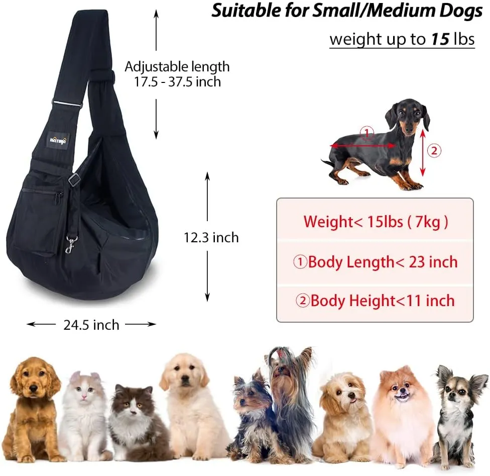 NATUYA Pet Dog Sling Carrier - Waterproof and Windproof Puppy Carrier Bag, Adjustable Strap Hand-Free Dog Sling for Outdoor Activity or Subway