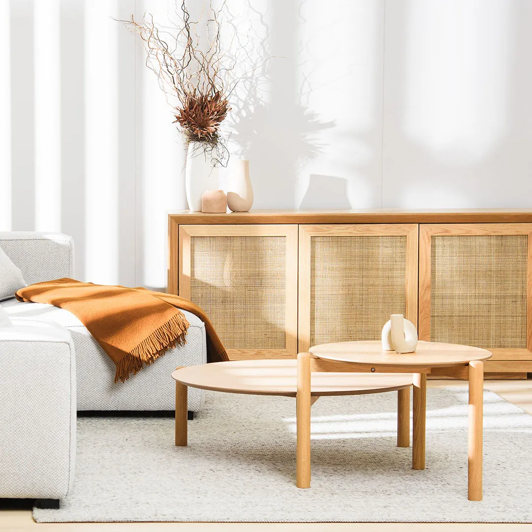 Nest Of Holloway Wooden Round Coffee Table - Natural