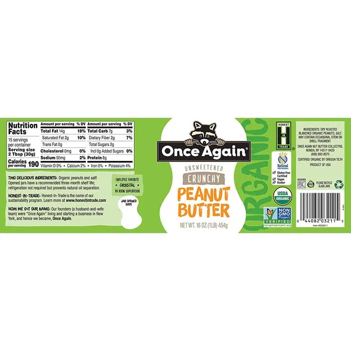 Once Again - Organic Crunchy Peanut Butter, 16oz