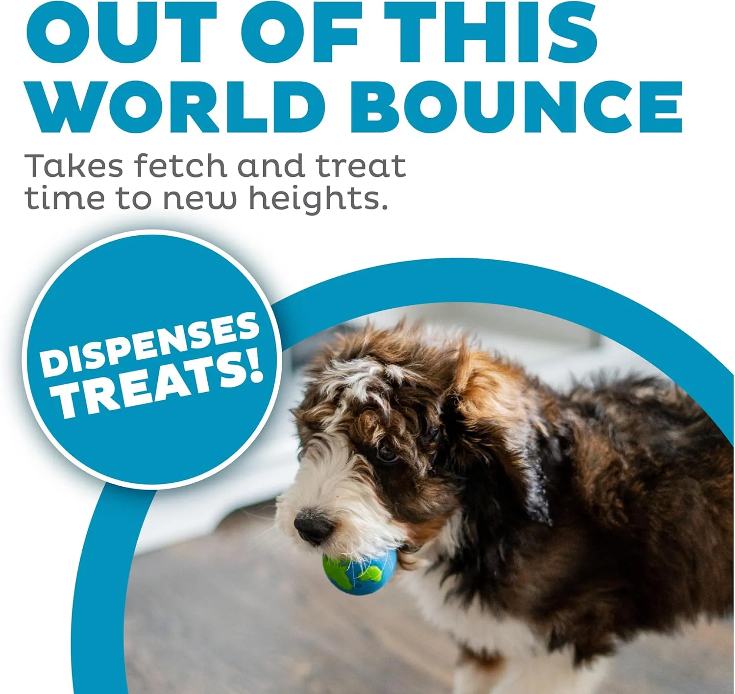 Outward Hound by Planet Dog Orbee-Tuff Planet Ball Blue/Green Treat-Dispensing Dog Toy, Medium
