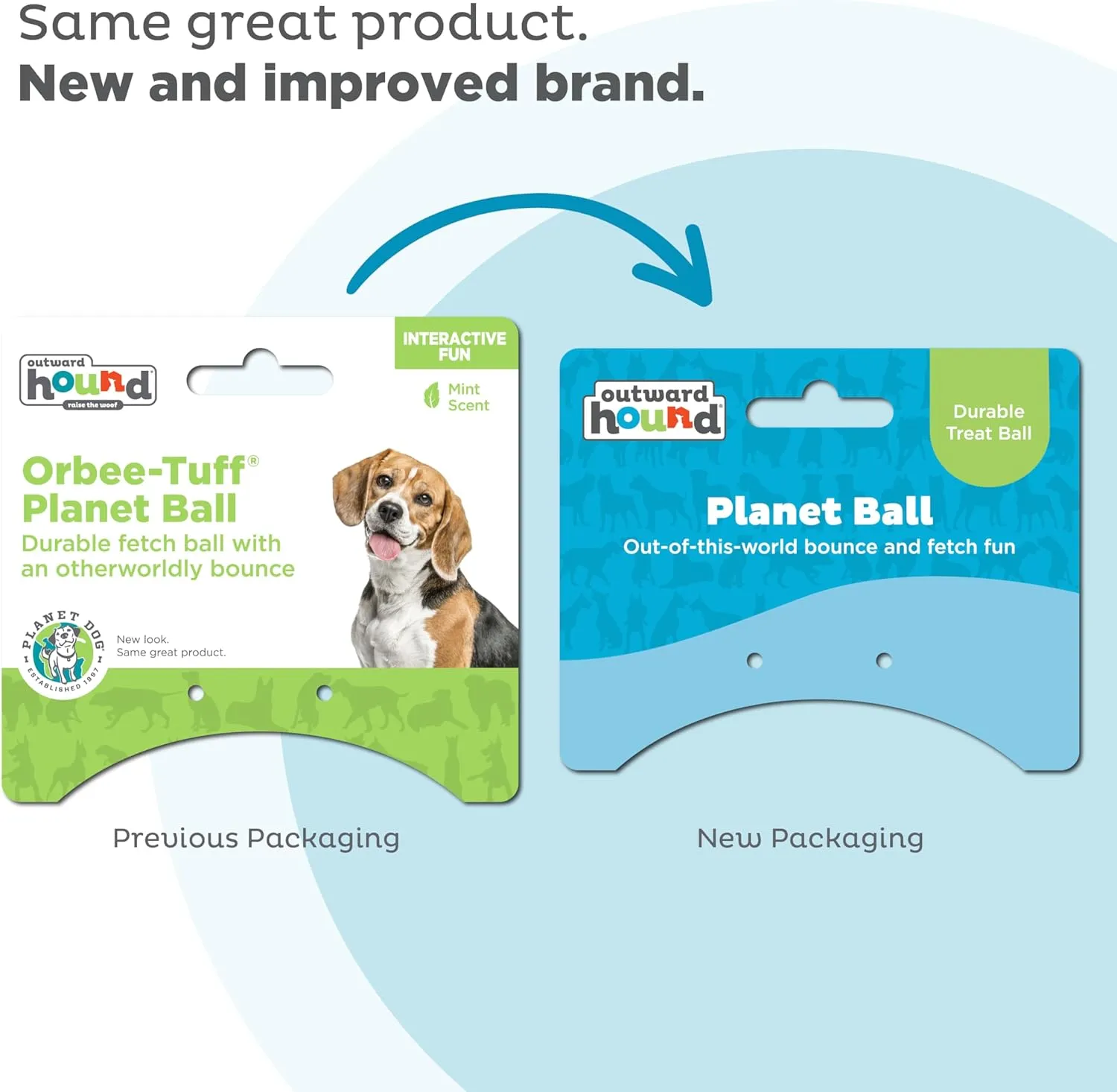 Outward Hound by Planet Dog Orbee-Tuff Planet Ball Blue/Green Treat-Dispensing Dog Toy, Medium