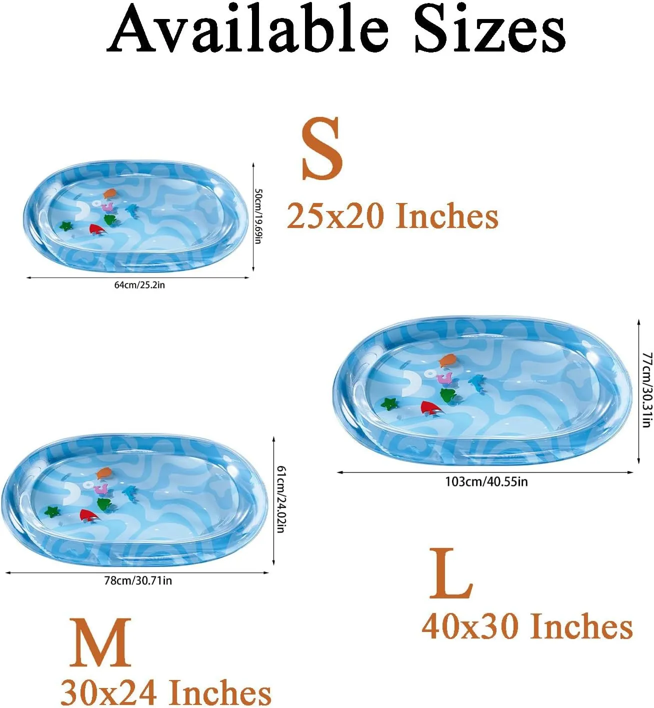 Pet Cooling Bed for Dogs Cats, Water Mat with Fish - Thickened Non-Slip Cat Play Mat with Floating Fish Design, Interactive Bed Toy for Indoor Summer, Durable Playmat (Blue Oval A, 25X20 Inches)