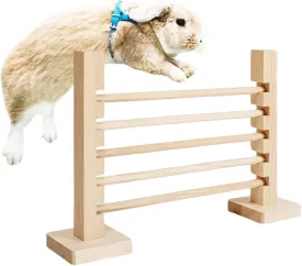 Pet Toys - Rabbit Equipment, Adjustable Jump Bar, Hurdle Fence | Wooden Obstacle Set for Rabbits, Interactive Training Toys, Height-Adjustable Fun Set for Small Animals