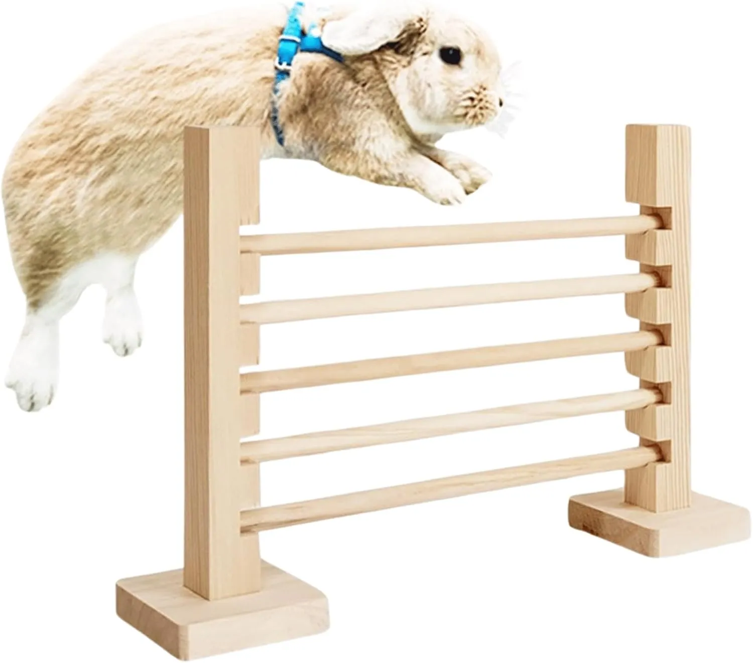 Pet Toys - Rabbit Equipment, Adjustable Jump Bar, Hurdle Fence | Wooden Obstacle Set for Rabbits, Interactive Training Toys, Height-Adjustable Fun Set for Small Animals