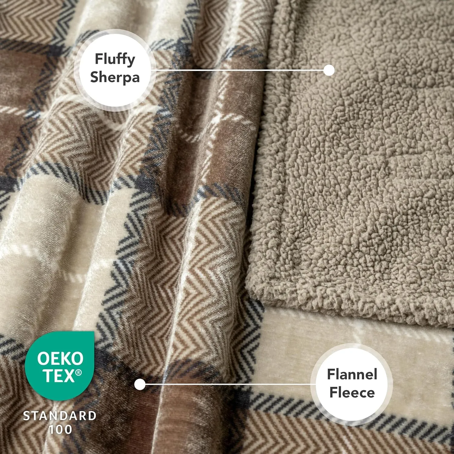 PetAmi Dog Blanket for Medium Large Dogs, Pet Bed Blanket Cat Puppy Kitten, Fleece Furniture Couch Cover Protector Sofa Car, Soft Sherpa Dog Throw Plush Reversible Washable, 40x60 Plaid Taupe