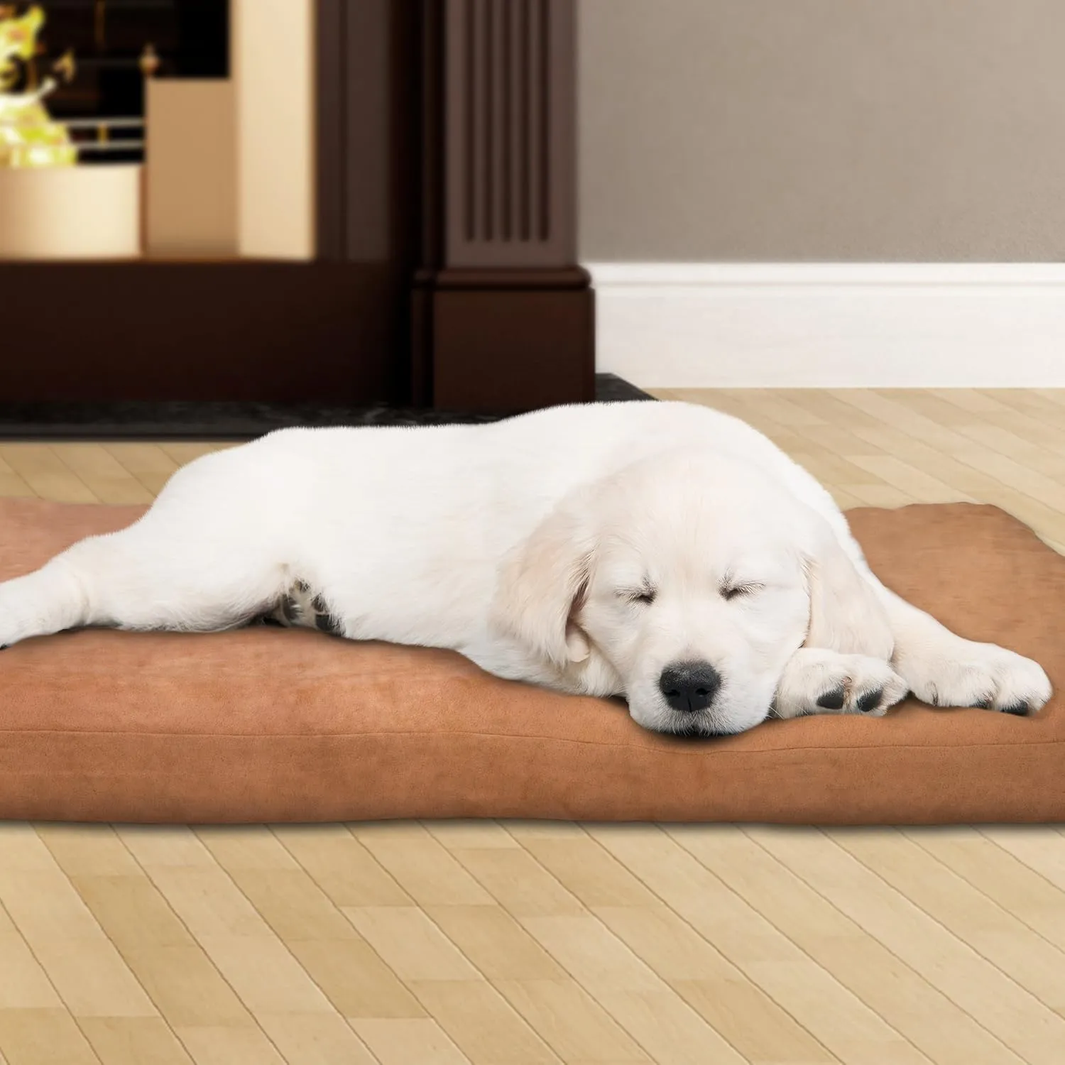 PETMAKER Dog Bed with Removable Cover  44x35 Pet Bed - 3-Inch Egg Crate Style Foam Orthopedic Dog Mattress, Microsuede, and Non-Slip Crate Pad (Clay)
