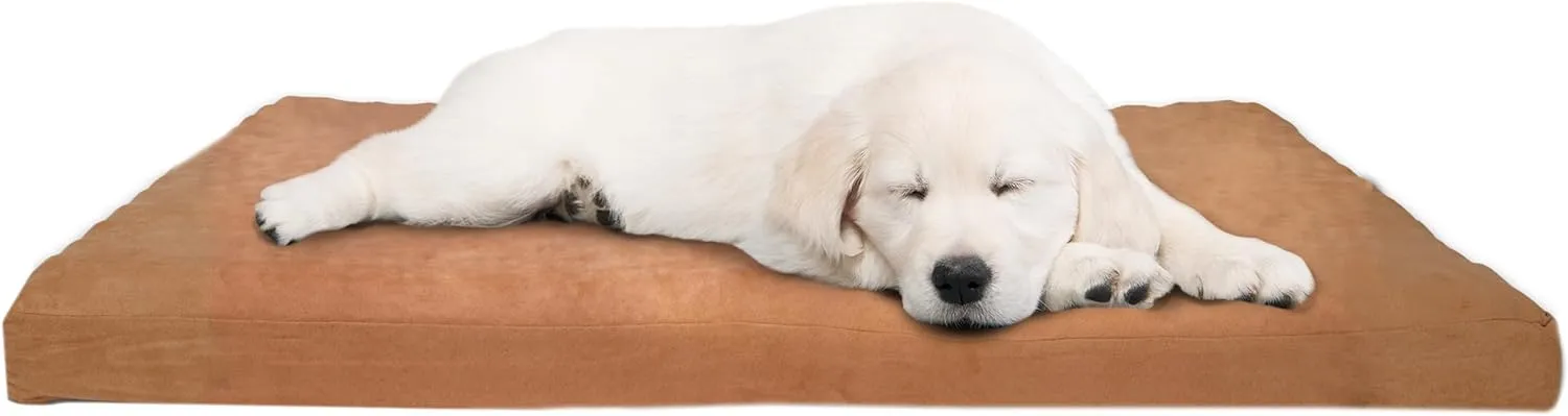 PETMAKER Dog Bed with Removable Cover  44x35 Pet Bed - 3-Inch Egg Crate Style Foam Orthopedic Dog Mattress, Microsuede, and Non-Slip Crate Pad (Clay)