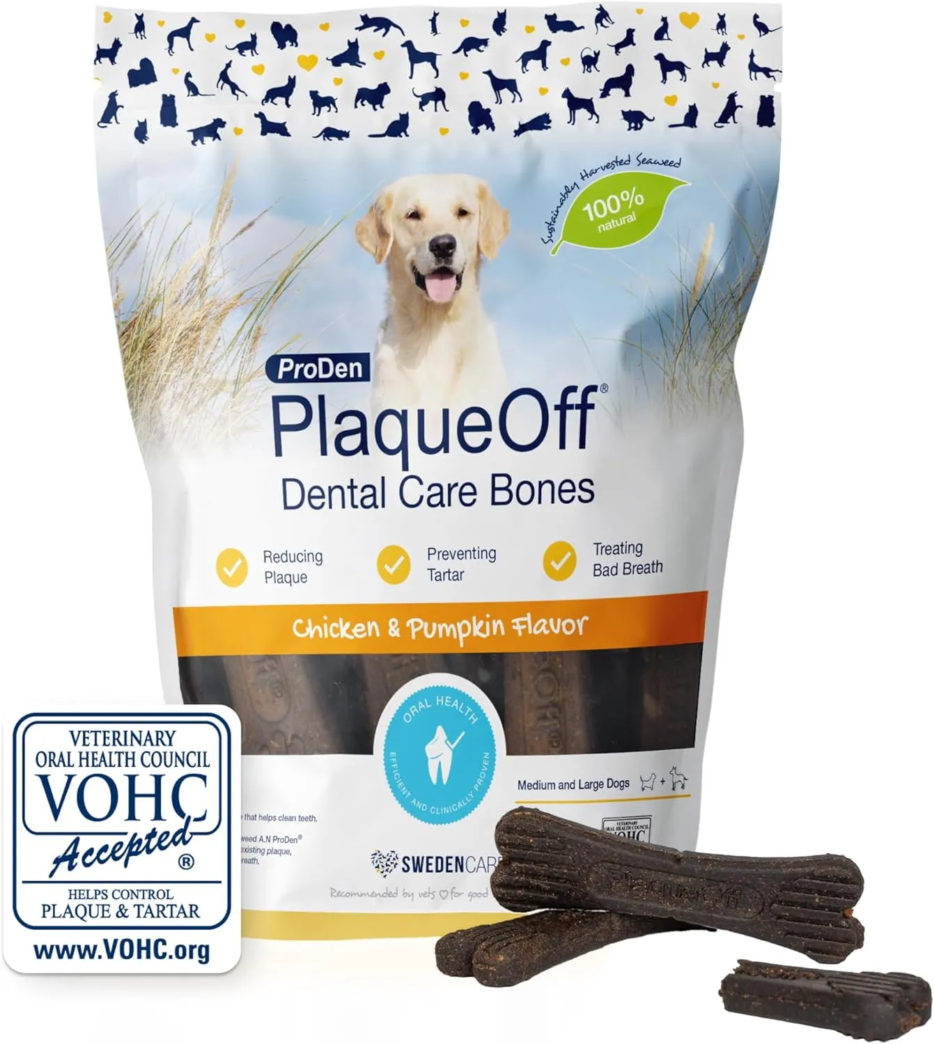 ProDen PlaqueOff Dental Bones Chicken & Pumpkin 17 Ounce