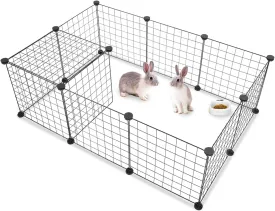 Small Animal Playpen, Pet Cage Indoor Portable Metal Wire Yard Fence for Guinea Pigs, Rabbits, Hedgehogs, Hamsters, Kennel Crate Fence Tent, Black