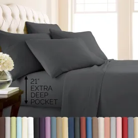 Southshore Fine Living, Inc. 21-Inch Queen Size Sheets Deep Pocket, 6-Piece Microfiber Sheets Set Premium Bedding, Grey Bedding, 1 Queen Fitted Sheet, 1 Flat Sheet, Grey Pillow Cases Set of 4, Slate