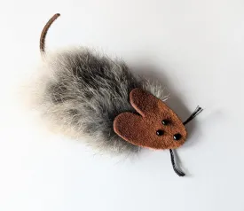 The Original, Trademarked, Flat Rat Cat Toy Made of Real Rabbit Fur and Suede Leather (Natural)