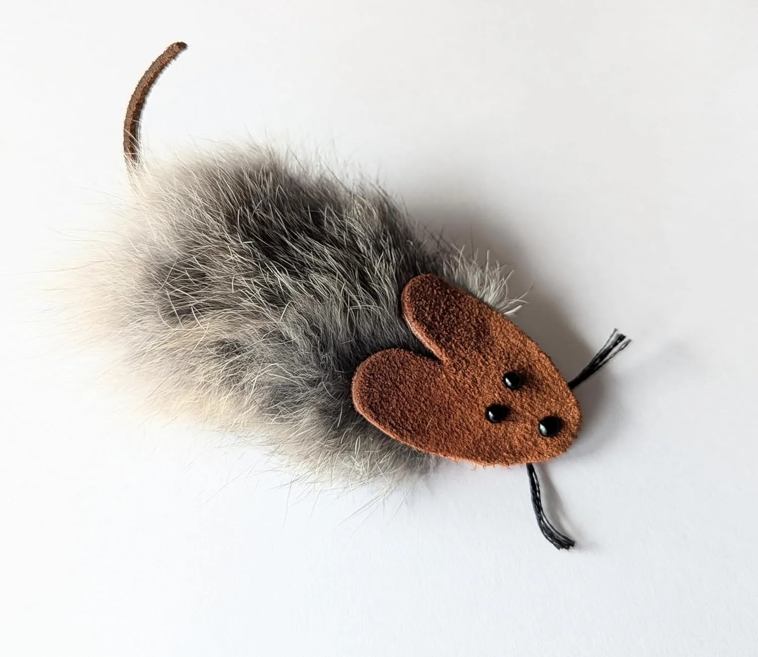 The Original, Trademarked, Flat Rat Cat Toy Made of Real Rabbit Fur and Suede Leather (Natural)