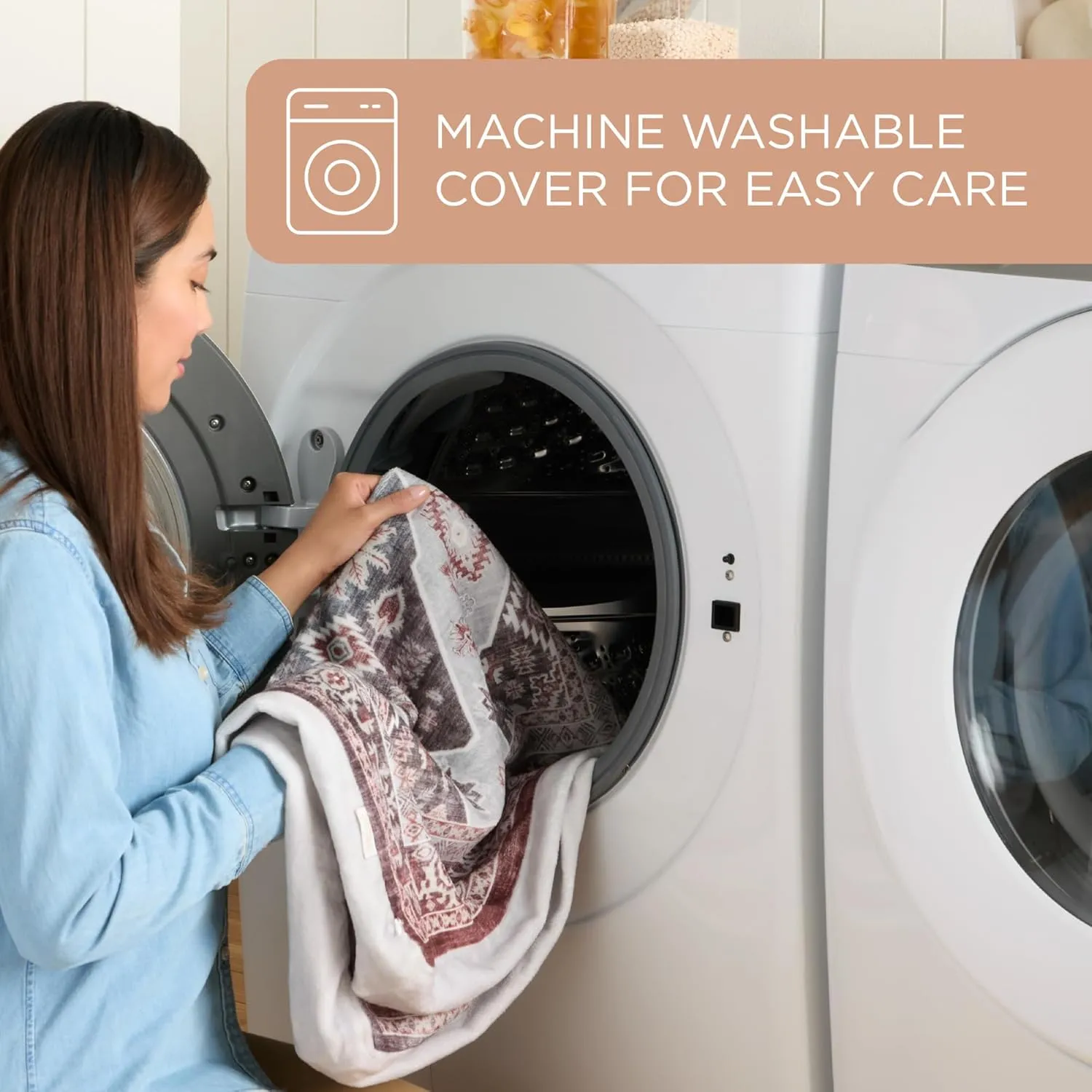 TOWN & COUNTRY EVERYDAY CuddleTown Medallion Everwash Pillow Pet Bed, Water Repellent Floor Pillow, Machine Washable Cover, Soft & Calming, Red/Greige, Small 28"x22"x4"