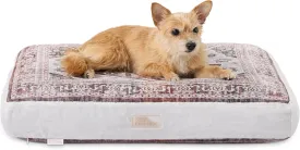 TOWN & COUNTRY EVERYDAY CuddleTown Medallion Everwash Pillow Pet Bed, Water Repellent Floor Pillow, Machine Washable Cover, Soft & Calming, Red/Greige, Small 28"x22"x4"