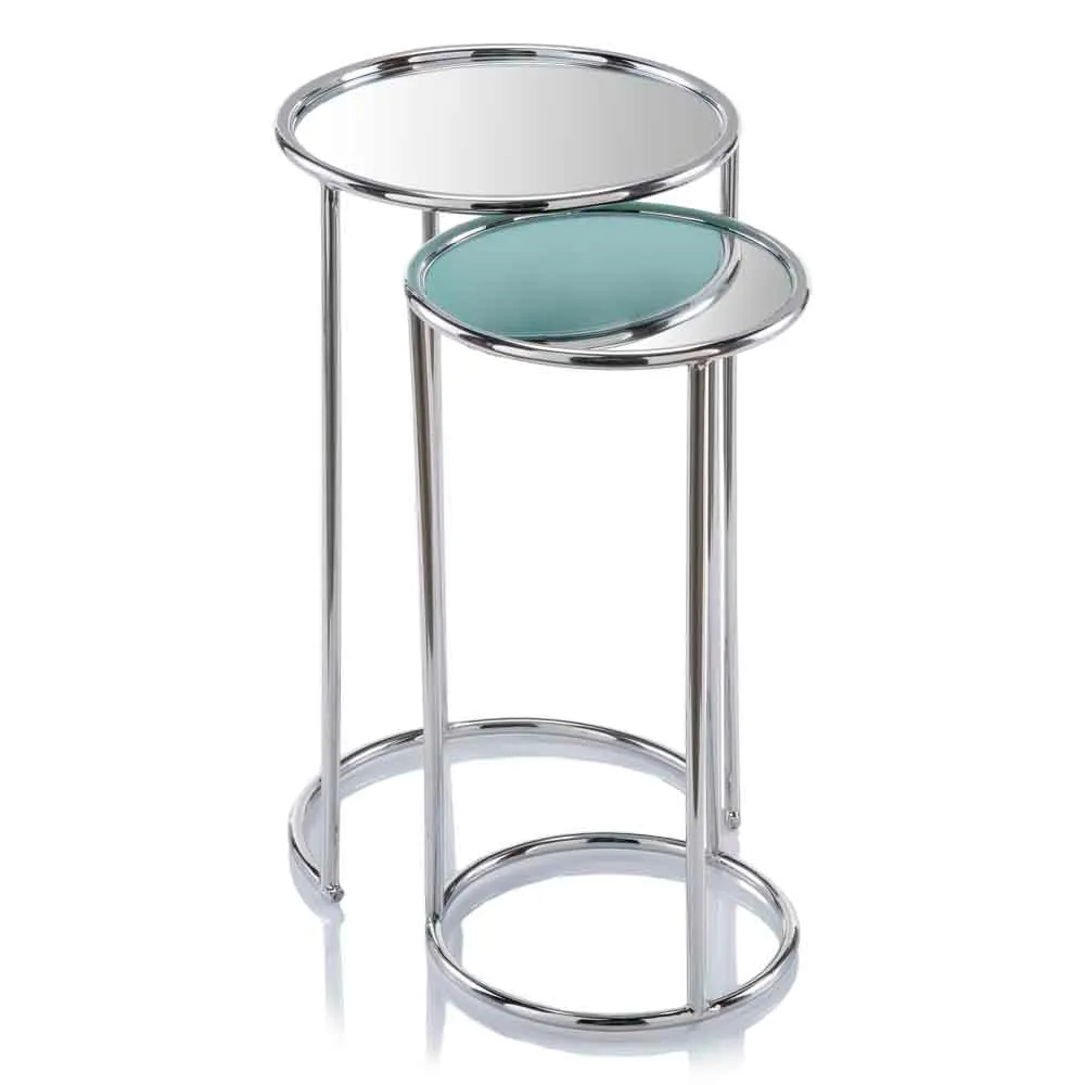 Valor Mirror Set of 2 Nesting Table, silver
