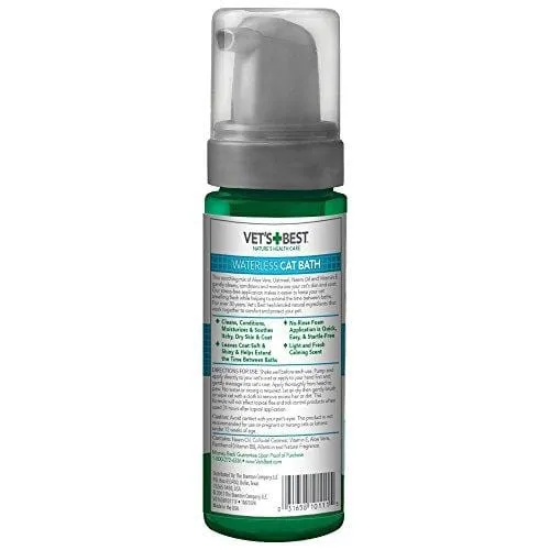 Vet's Best No Rinse Waterless Dry Shampoo for Cats, Natural and Veterinarian Formulated