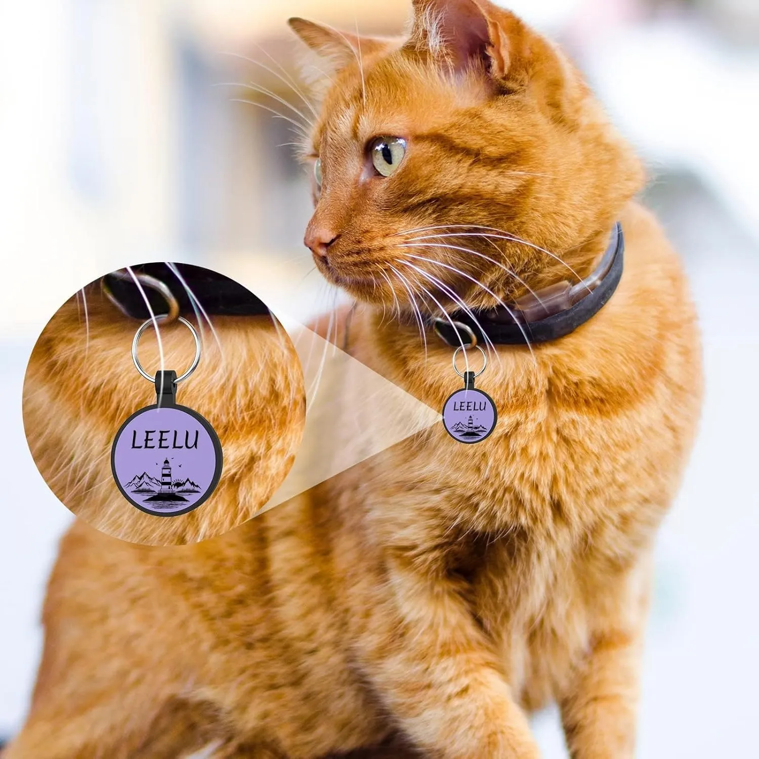 YEHANTI Silicone Dog Tag Engraved for Pets, Silent and Lightweight, Waterproof Personalized ID for Puppy and Kitten, Custom With Seaside Pattern Designs, Round